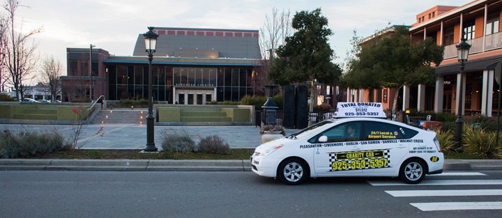 taxi cab in Livermore, in front of the Bankhead theater on 1st street