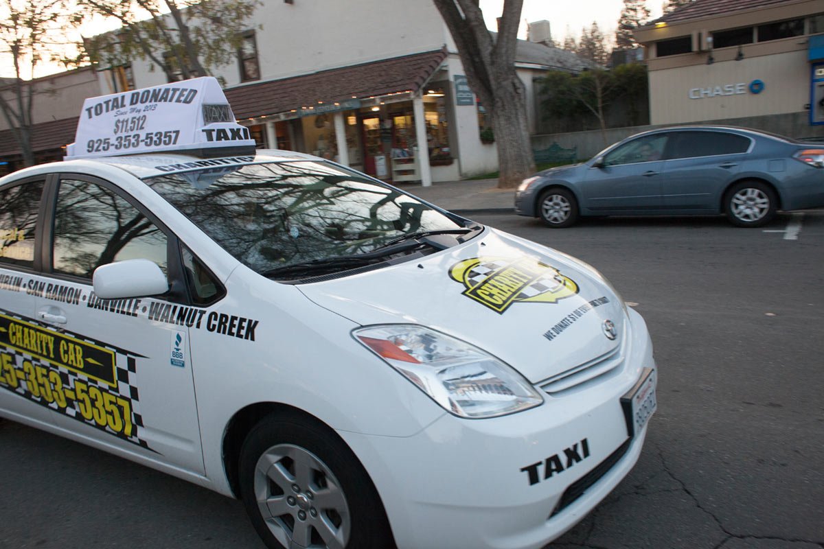 Charity cab picking up a Taxi customer in San Ramon